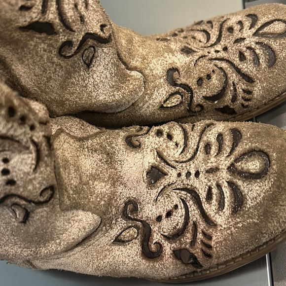 Little Girl Roper Belle Tan Cowboy Western Boots GUC sz 12 Leather Upper Balance - Picture 8 of 17